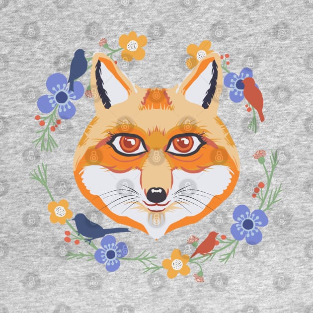 Floral fox head by Mimie20